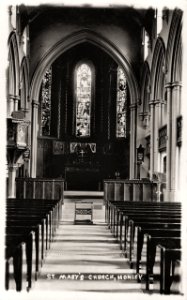 undated photograph of the interior of St Mary's, Honley