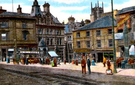 undated postcard of Huddersfield Market Place photo