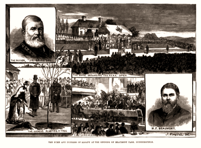 engravings of the Beaumont Park opening ceremony (Illustrated London News, 1883)