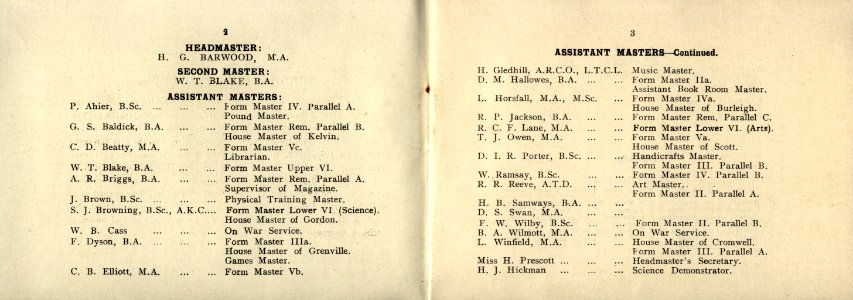 Huddersfield College Calendar - Winter Term 1940 - page 03