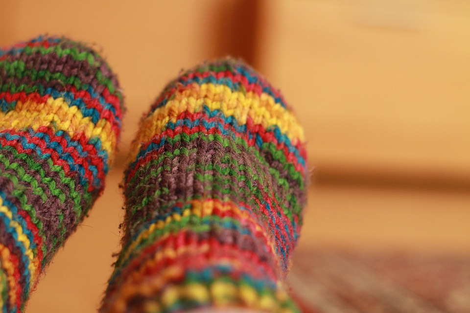 Knit colorful hand labor