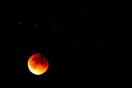 Lunar eclipse, the blood moon and stars photo
