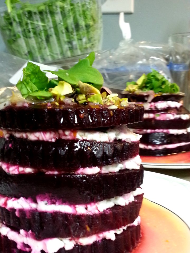 beets and goat cheese stacks