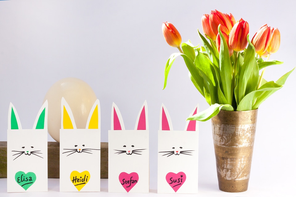 Paper bunny stand table decoration