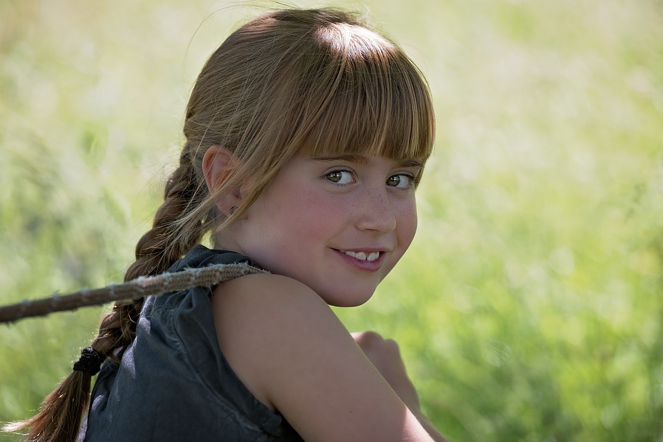 Girl blond long hair