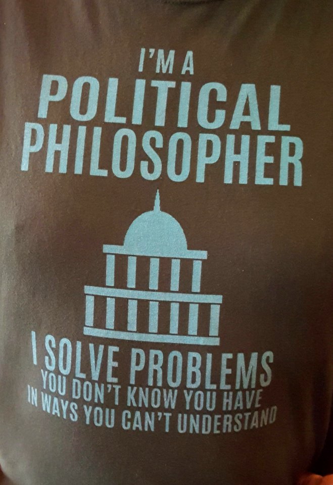 Poli-sci summed up 9n a t-shirt