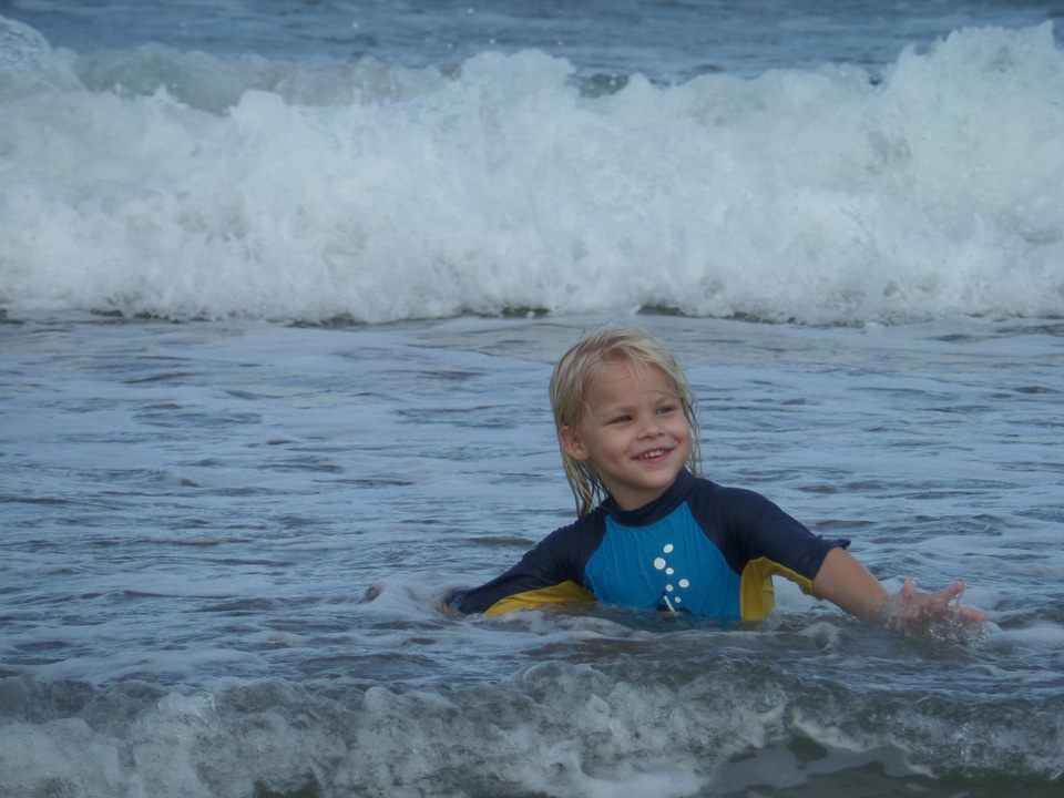 Little boy beach fun