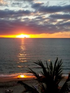 January sunset with cruise ship