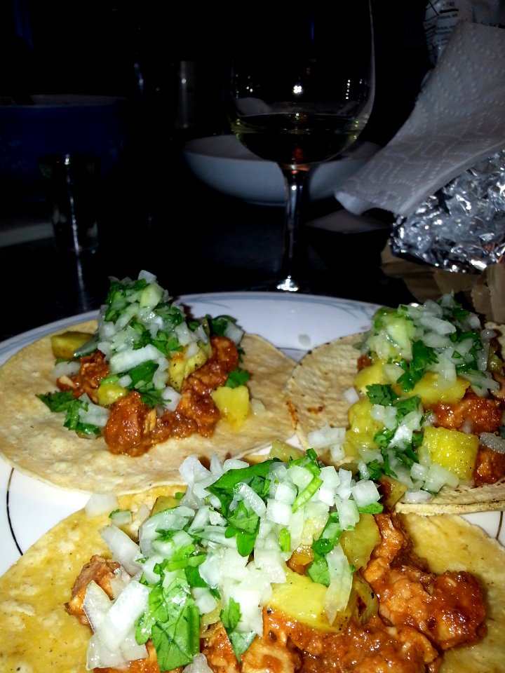 Tacos al pastor.  Our first try. Delicious.