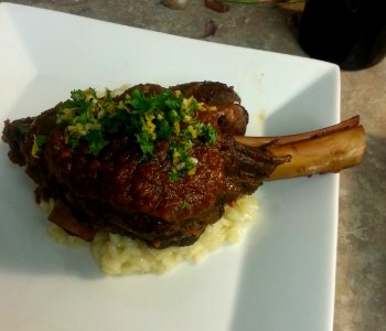 braised lamb shanks on risotto
