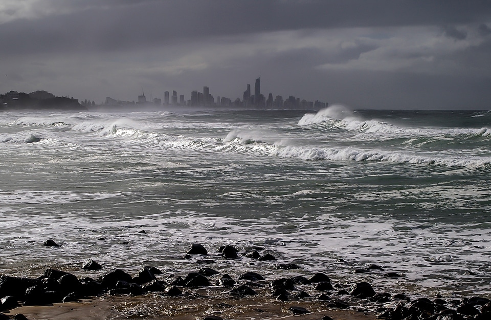 Skyscrapers towers sea photo