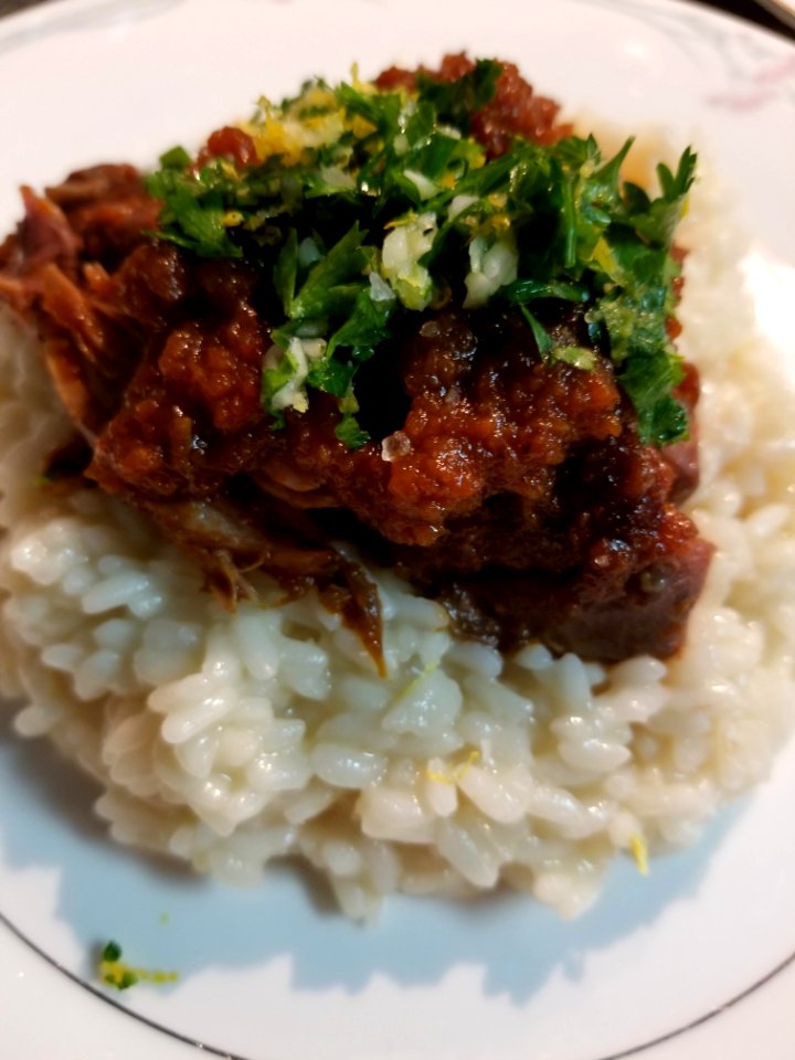 Risotto with braised lamb and gremolata