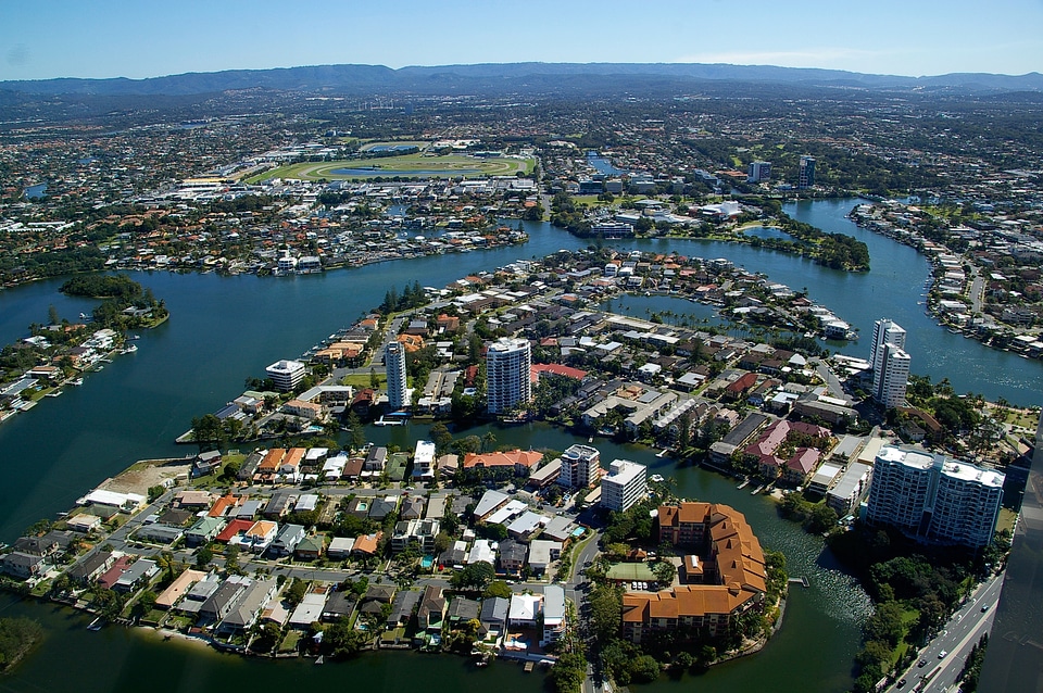 Waterway buildings hotels
