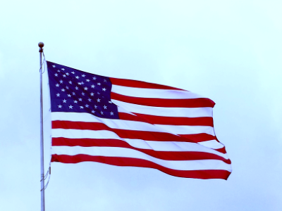 vintage USA Flag and blue sky