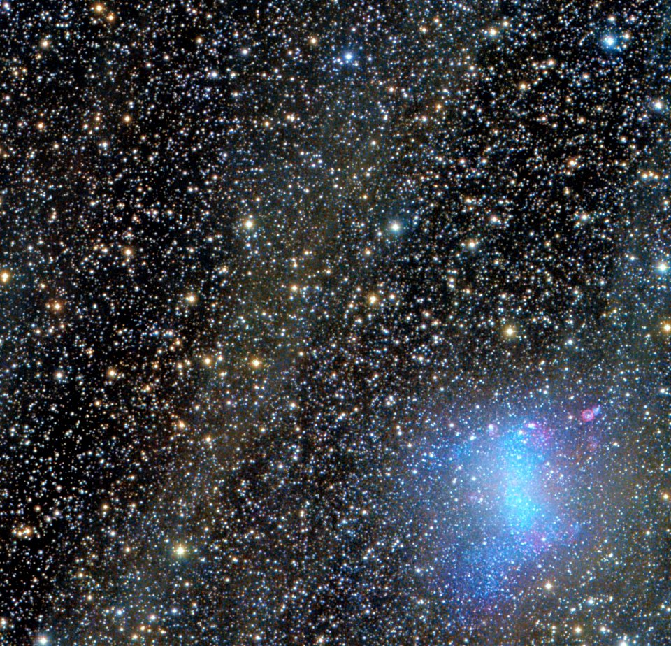 NGC 6822 + interstellar dust cirrus clouds
