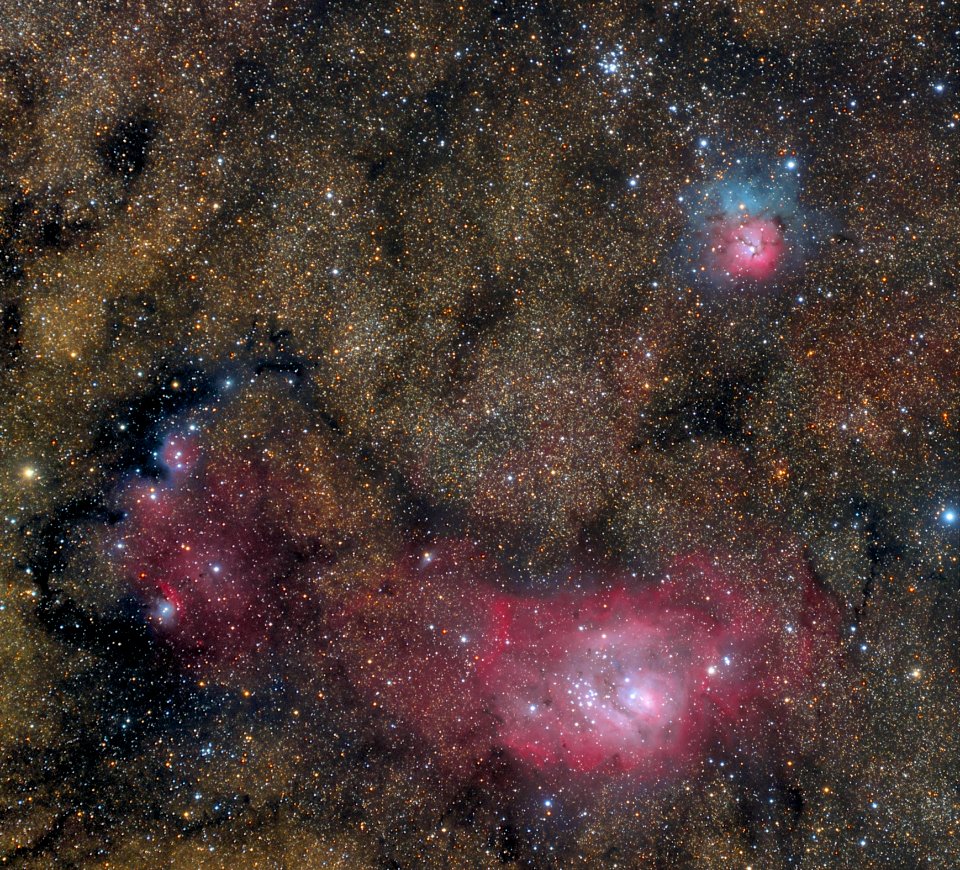 Lagoon and Trifid nebulae
