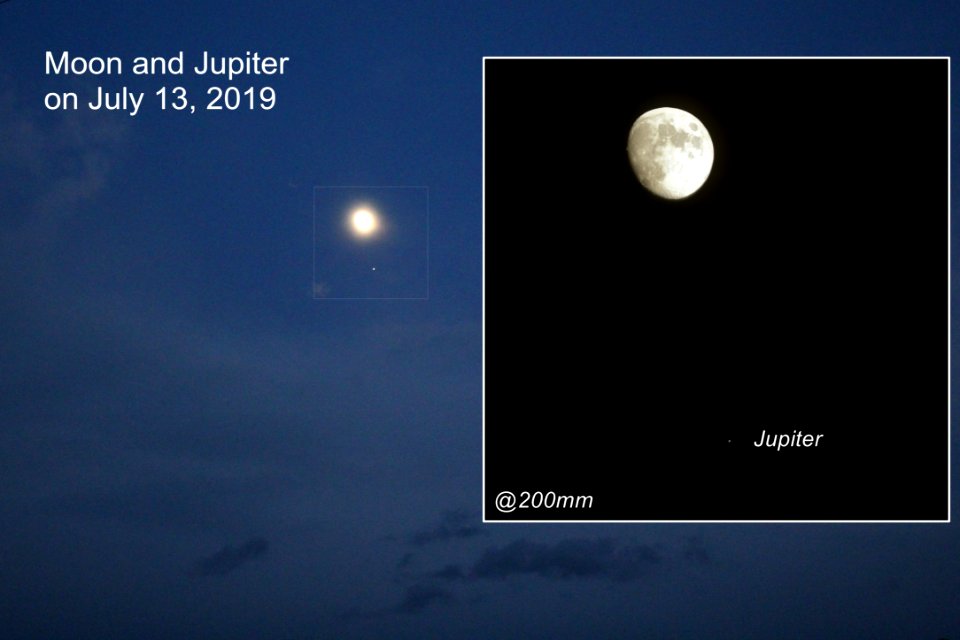 Conjunction Moon - Jupiter on July 13, 2019