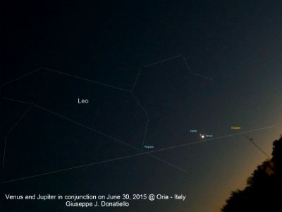 Jupiter and Venus on June 30, 2015 photo