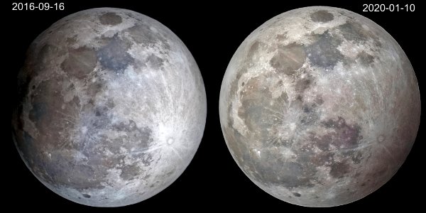 Penumbral lunar eclipses on 2016 and 2020 comparison photo
