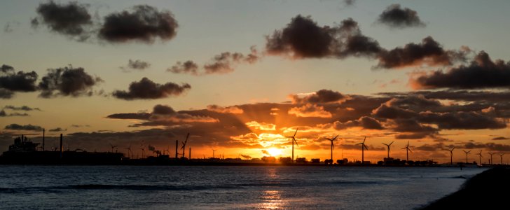 Panorama Sun setting on the first day of September photo