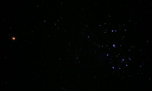 Pleiades and Mars on March 3, 2021