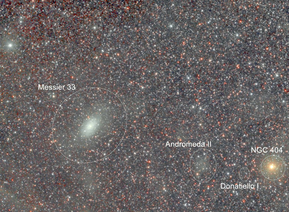 Messier 33, NGC 404, Donatiello I, Andromeda II galaxies photo