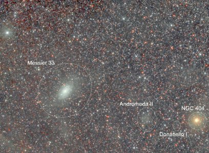 Messier 33, NGC 404, Donatiello I, Andromeda II galaxies photo