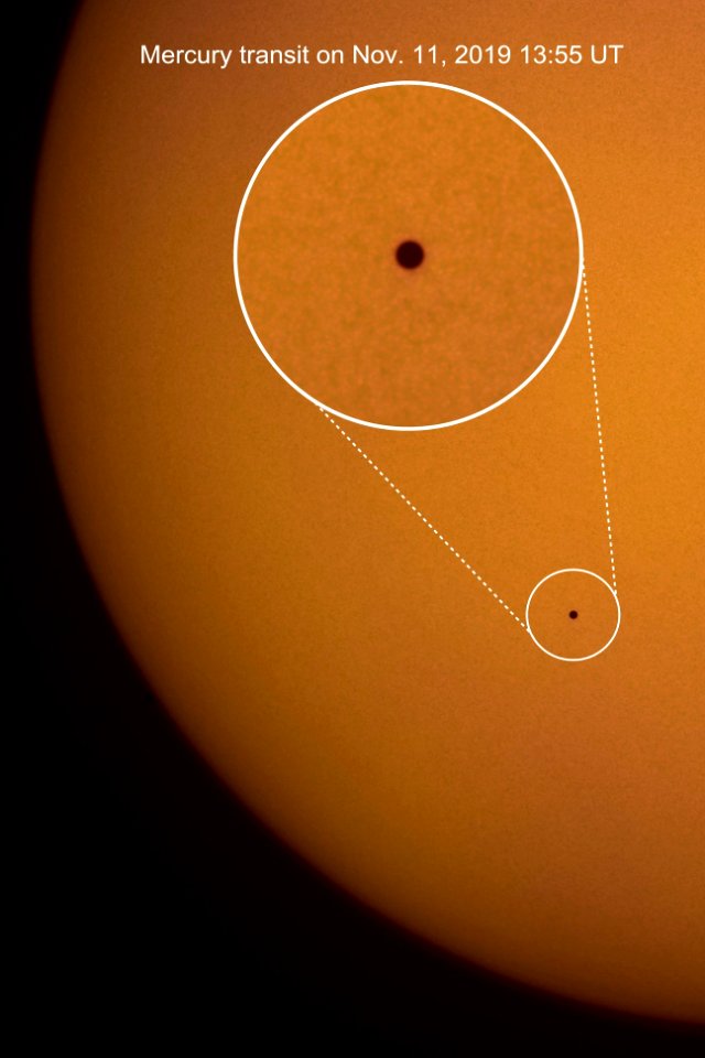 Mercury transit  on Nov. 11, 2019 at 13:55 UT