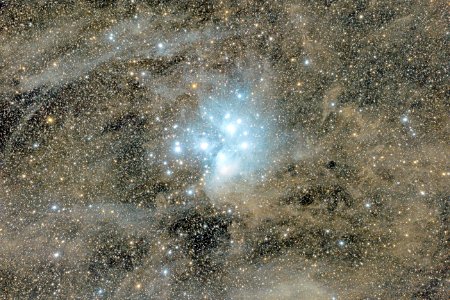 Pleiades and galactic cirrus clouds photo