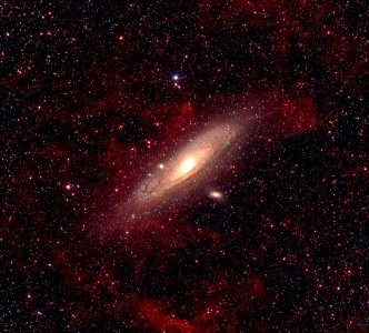 Andromeda Galaxy + H-alpha clouds photo