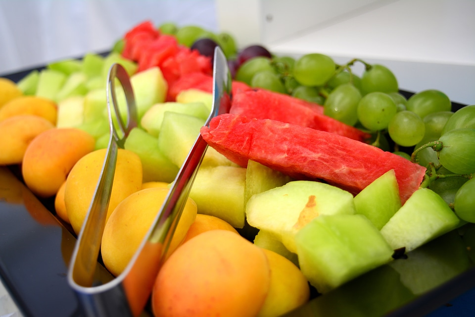 Watermelon peach grapes