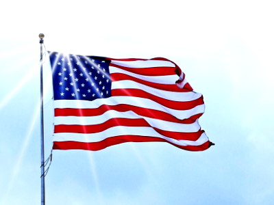 USA flag and sun photo