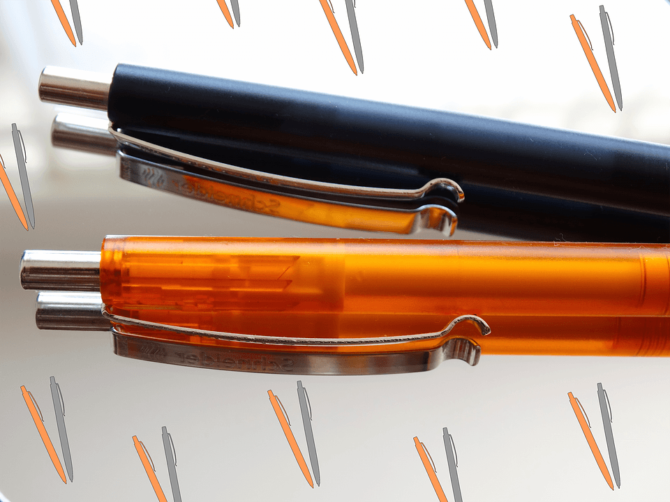 Writing implement orange black