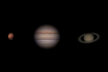 Mars, Jupiter and Saturn on May 9, 2018 at 3-4h LT photo