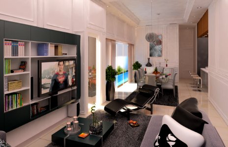 revised rendering for living and dining area