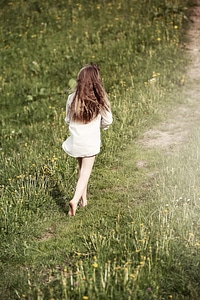 Girl long hair run