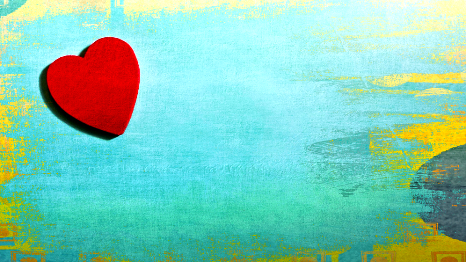 heart and green backdrop