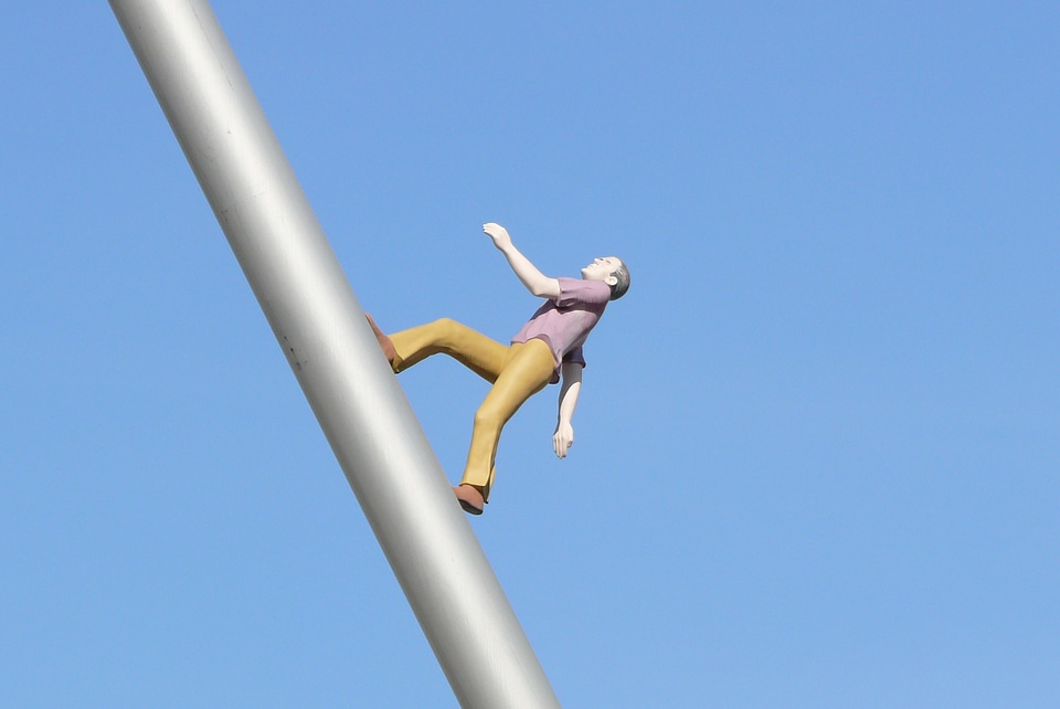 Man walking to the sky exhibition art
