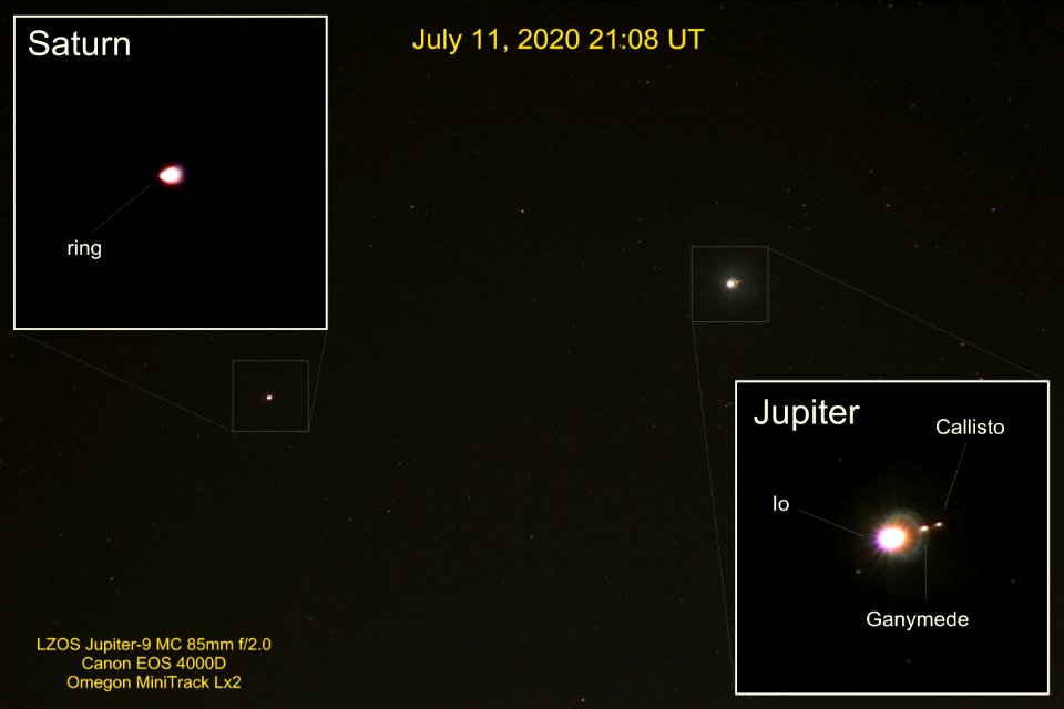 Saturn and Jupiter on July 11, 2020