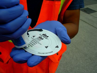 drain marking apply glue