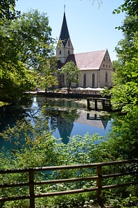 Mirroring monastery steeple
