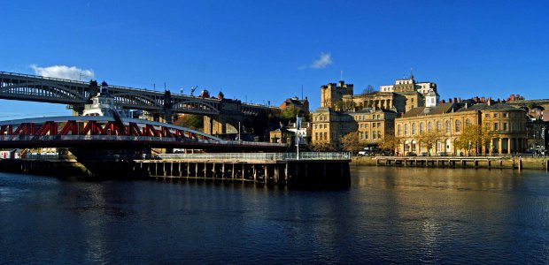 Old Newcastle and two of its famous bridges in autumn photo