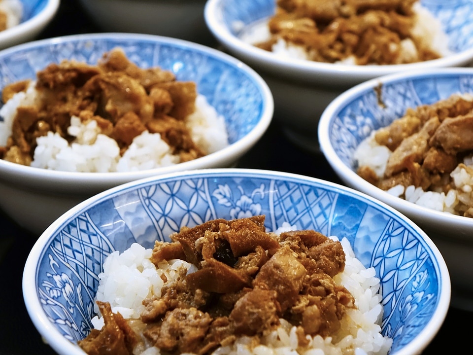 Rice pork fried bean curd