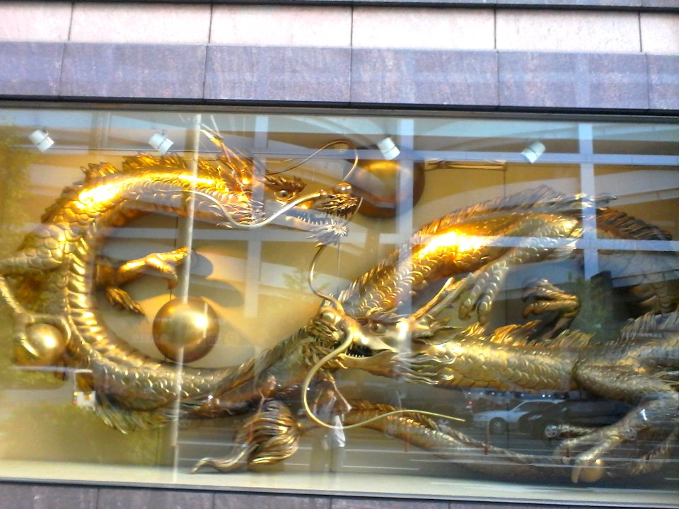 Cool dragon in a hotel lobby