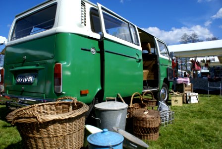 PUTTEN - A retro van exposes his wares on the 'Puur & Anders' fair 2015. Everything for sale: baskets, zinc buckets ... except the van. photo