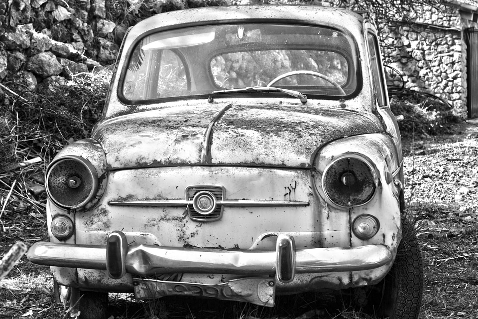 Abandoned car antique car car