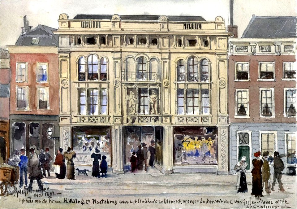 Het V&D Gebouw op de oudegracht door Grolmans (1897)