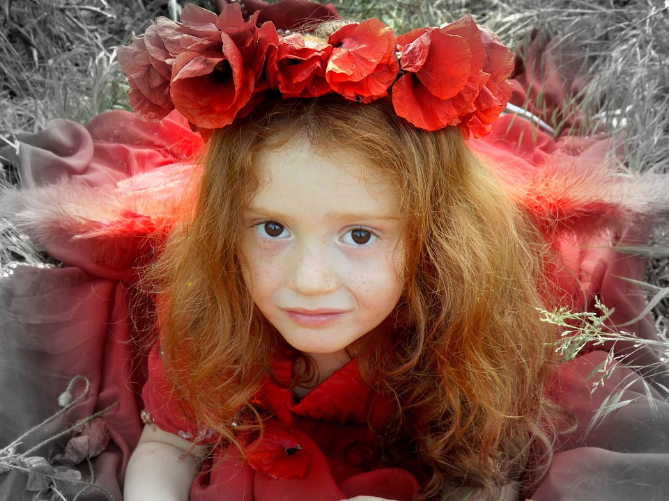 Red hair camp flower