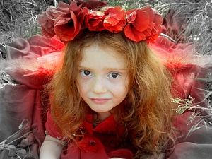 Red hair camp flower