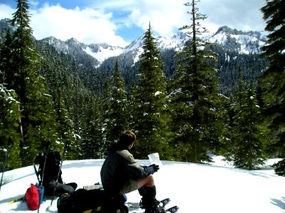 people snowshoe winter lunch backpacking NPS Photo photo